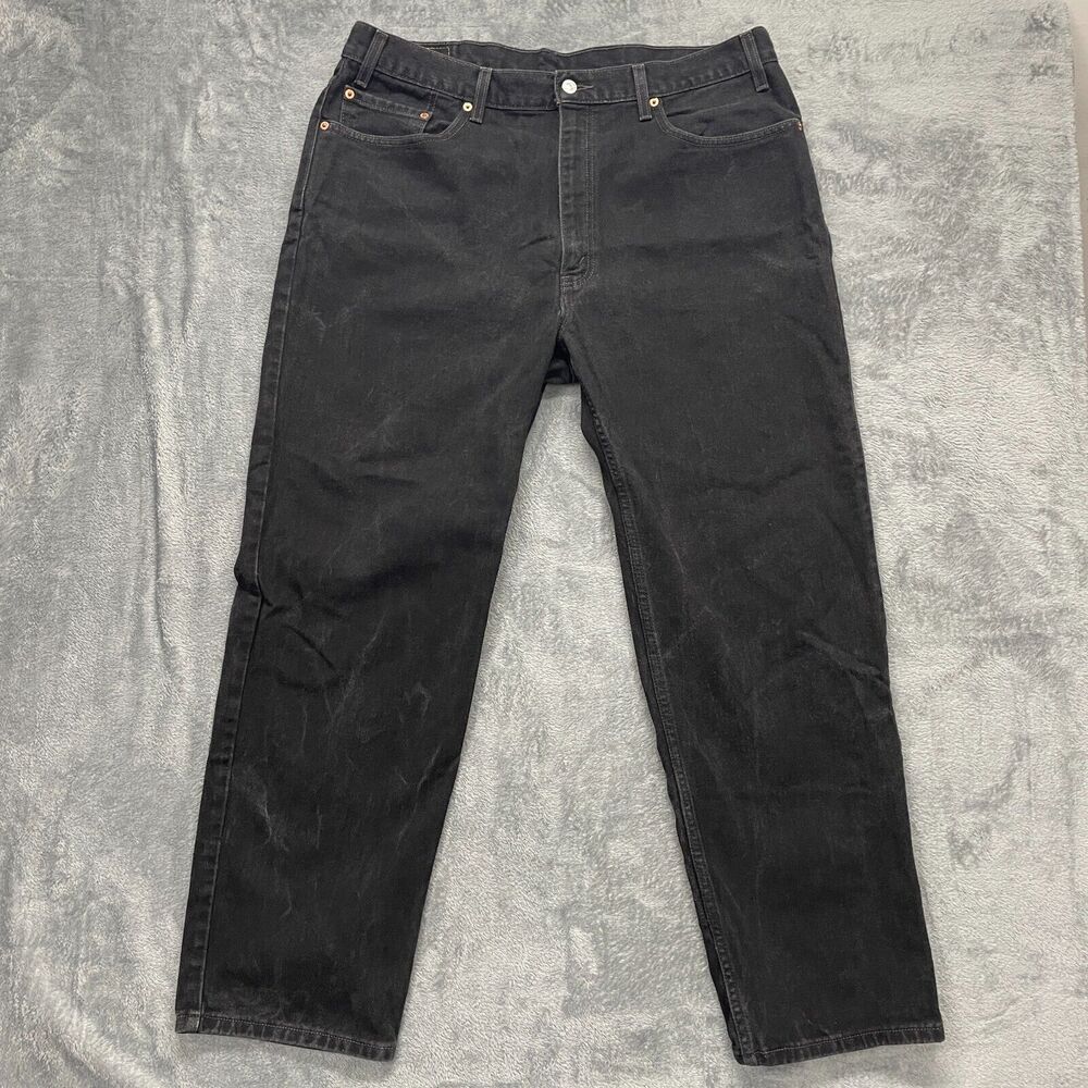 Levis 550 Jeans Mens Size 40x30 Relaxed Fit Black Cotton Modern Red Tab Denim